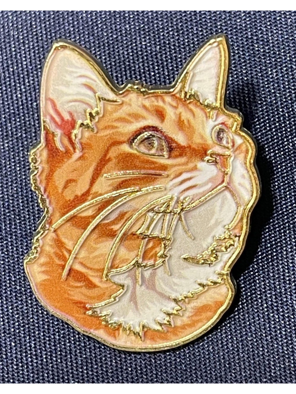 NWOT Orange Ginger Tabby Cat Kitten Brooch Lapel Pin Enamel Metal Pet Family